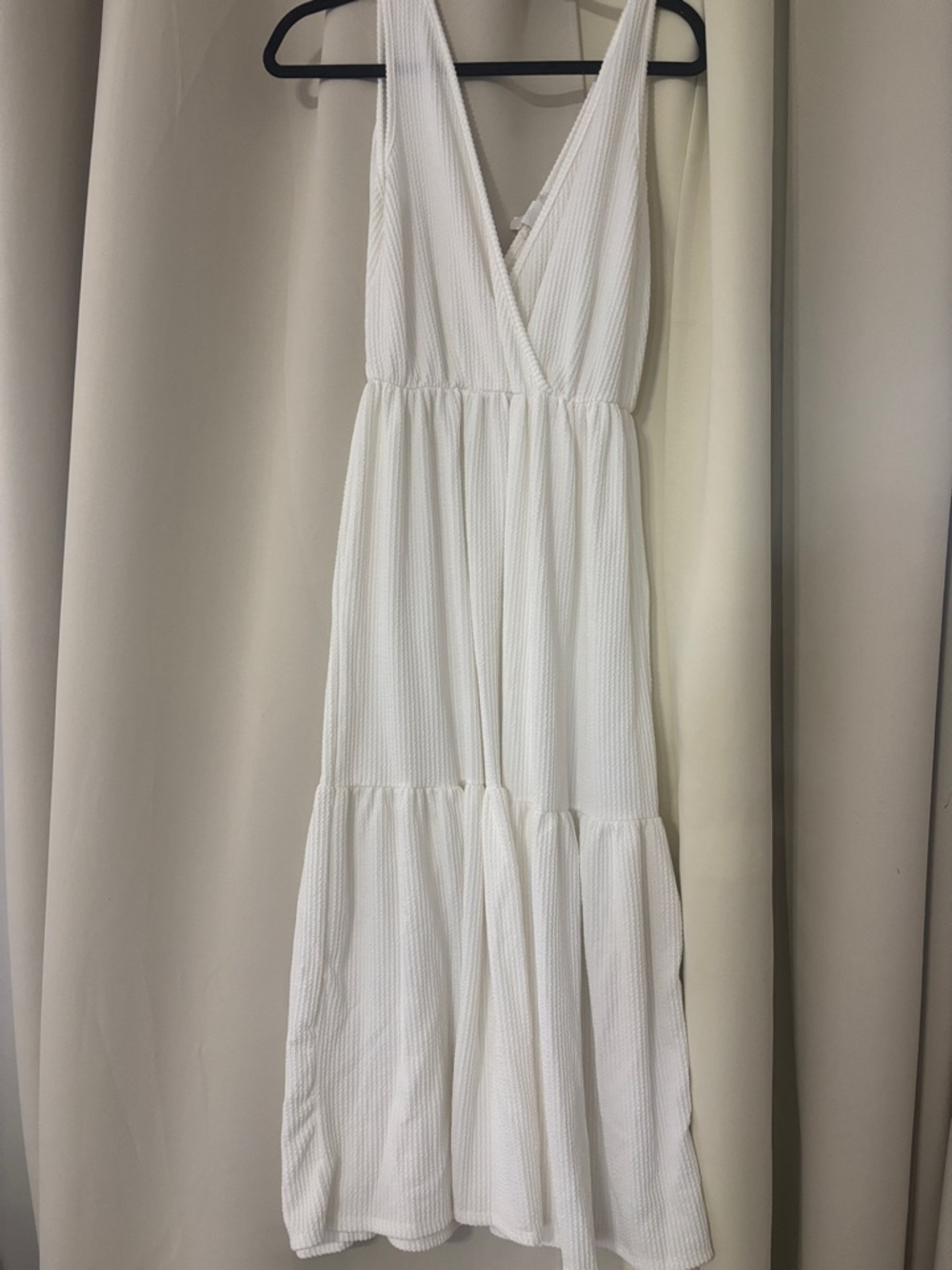 White V-Neck Tiered Maxi Dress - Caution To The Wind
